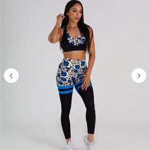 Noir Blanc thigh high cheetah floral leggings